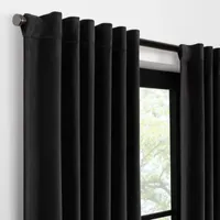 Eclipse Luxury Cotton Velvet Energy Saving 100% Blackout Rod Pocket Back Tab Single Curtain Panel