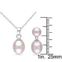 Pink Cultured Freshwater Rice Pearl Button Earrings & Pendant Necklace 2-pc. Set