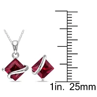 Lab-Created Ruby Sterling Silver Earrings & Pendant Necklace 2-Piece Set