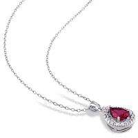 Lab-Created Ruby & White Sapphire Earrings & Pendant Necklace 2-Piece Set