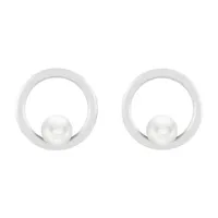 White Cultured Freshwater Pearl Sterling Silver 11mm Stud Earrings