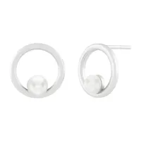 White Cultured Freshwater Pearl Sterling Silver 11mm Stud Earrings