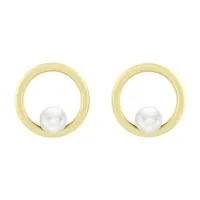 White Cultured Freshwater Pearl 14K Gold Over Silver 11mm Stud Earrings