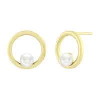 White Cultured Freshwater Pearl 14K Gold Over Silver 11mm Stud Earrings