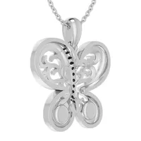 Womens White Cultured Freshwater Pearl Sterling Silver Butterfly Pendant Necklace