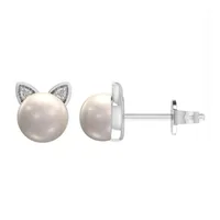 White Cultured Freshwater Pearl Sterling Silver 12.6mm Stud Earrings