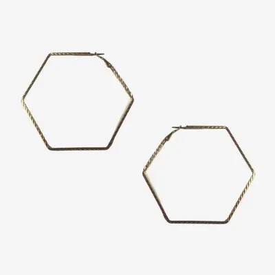 Bijoux Bar Gold Tone Hexagon Hoop Earrings