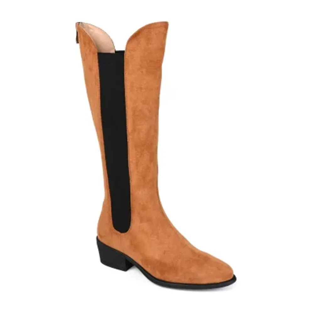 Journee Collection Womens Celesst Wide Calf Stacked Heel Dress Boots