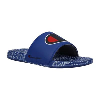 Champion Little & Big  Boys Mega Script Repeat Slide Sandals