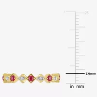 Womens Diamond Accent Lab Created Red Ruby 10K Gold Stackable Ring