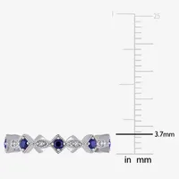 Womens Diamond Accent Lab Created Blue Sapphire 10K White Gold Stackable Ring