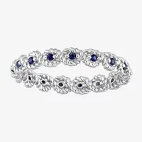 Womens Lab Created Blue Sapphire 10K White Gold Stackable Ring