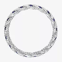 Womens Lab Created Blue Sapphire 10K White Gold Stackable Ring