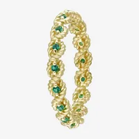 Womens Lab Created Green Emerald 10K Gold Stackable Ring