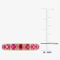 Womens Lab Created Red Ruby 18K Rose Gold Over Silver Stackable Ring