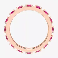 Womens Lab Created Red Ruby 18K Rose Gold Over Silver Stackable Ring