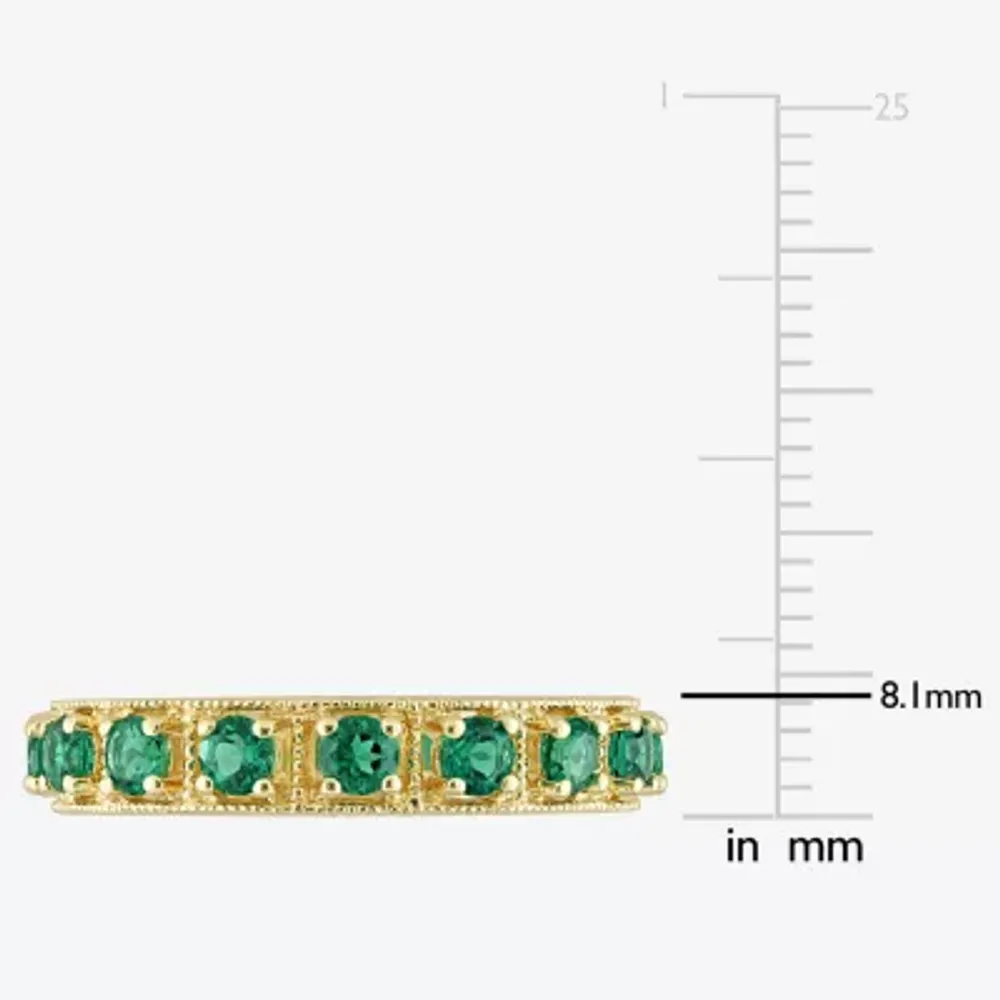 Womens Lab Created Green Emerald 18K Gold Over Silver Stackable Ring