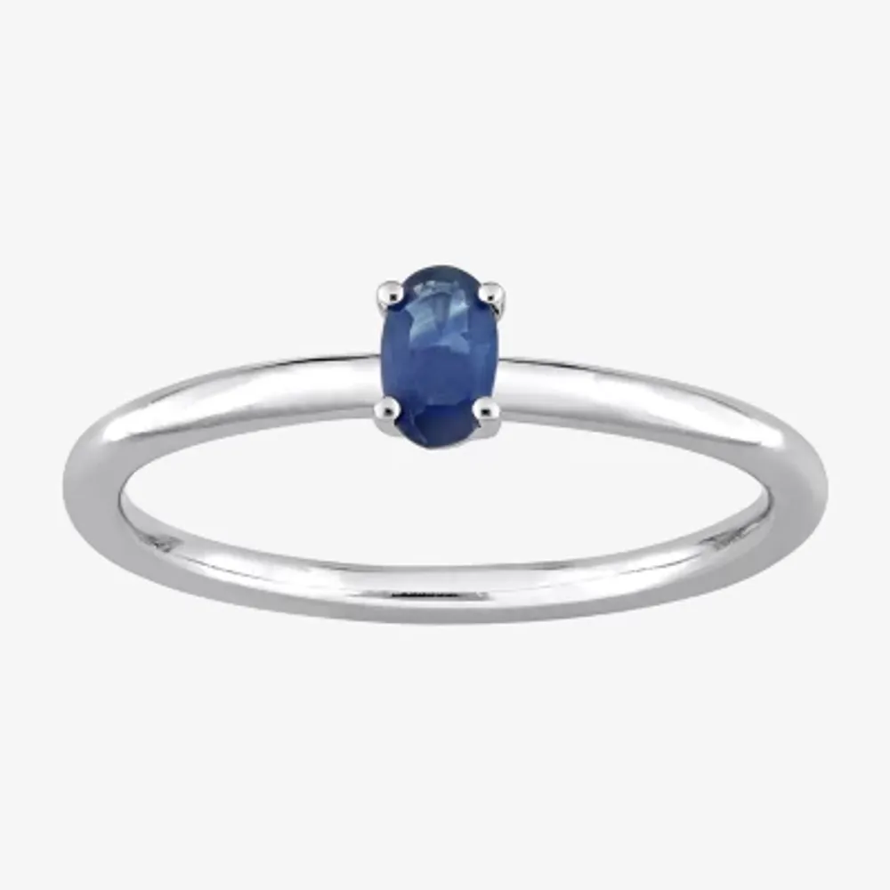 Womens Genuine Blue Sapphire 10K White Gold Stackable Ring
