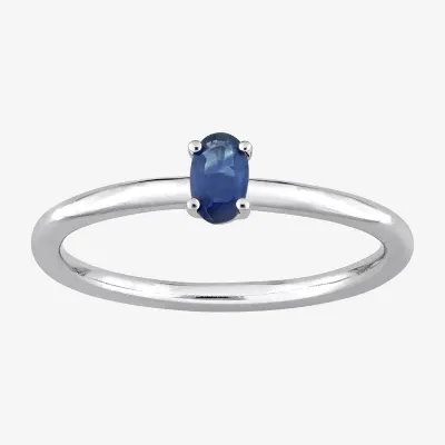 Womens Genuine Blue Sapphire 10K White Gold Stackable Ring