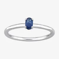Womens Genuine Blue Sapphire 10K White Gold Stackable Ring