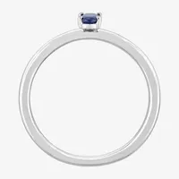 Womens Genuine Blue Sapphire 10K White Gold Stackable Ring