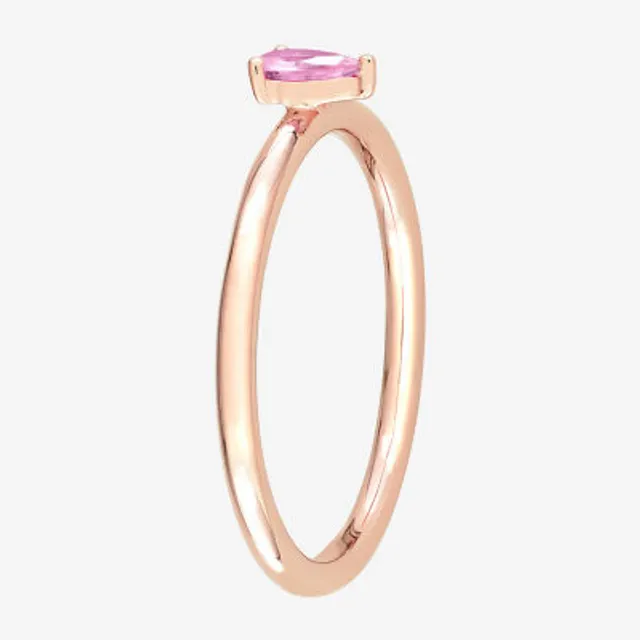 Womens Genuine Pink Sapphire 10K Rose Gold Heart Cocktail Ring