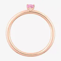 Womens Genuine Pink Sapphire 10K Rose Gold Heart Cocktail Ring