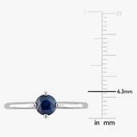 Womens Genuine Blue Sapphire 10K White Gold Stackable Ring