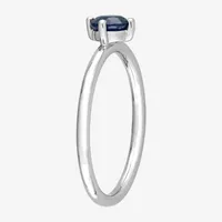 Womens Genuine Blue Sapphire 10K White Gold Stackable Ring