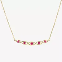 Womens Lab Created Red Ruby 18K Gold Over Silver Pendant Necklace