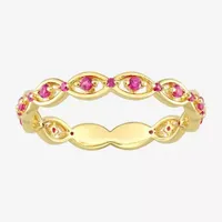 Womens Lab Created Red Ruby 18K Gold Over Silver Stackable Ring