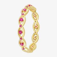 Womens Lab Created Red Ruby 18K Gold Over Silver Stackable Ring