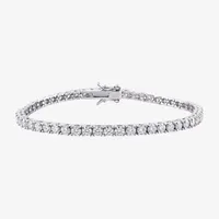 Lab Created White Moissanite Sterling Silver 7 Inch Tennis Bracelet