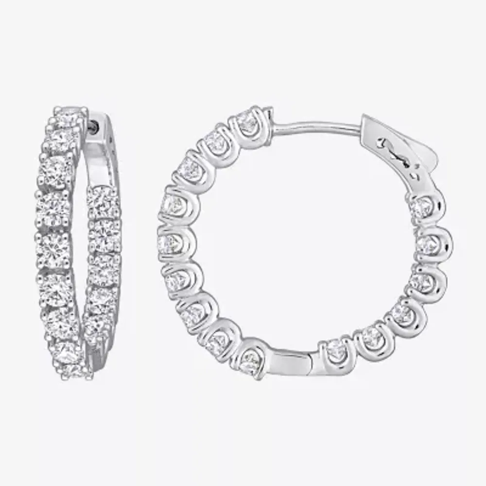 3 CT. T.W. Lab Created White Moissanite Sterling Silver 24.8mm Hoop Earrings