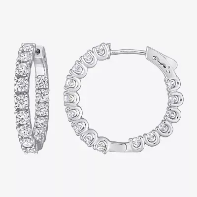 3 CT. T.W. Lab Created White Moissanite Sterling Silver 24.8mm Hoop Earrings