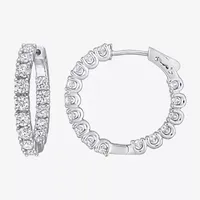 Lab Created White Moissanite Sterling Silver 24.8mm Hoop Earrings