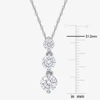 Womens 1 1/2 CT. T.W. Lab Created White Moissanite Sterling Silver Pendant Necklace