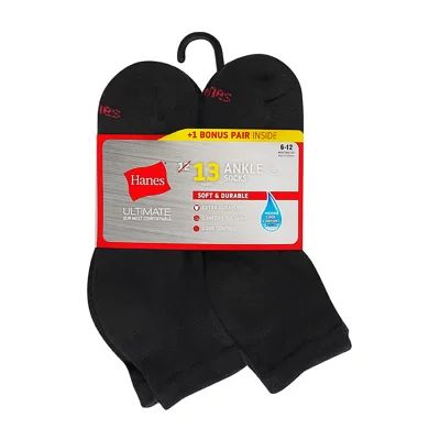 Hanes Ultimate Bonus Pack 13 Pair Quarter Socks Mens