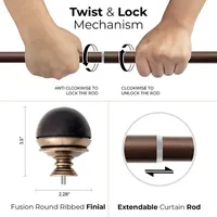 Deco Window Fusion Wood 1 Curtain Rod