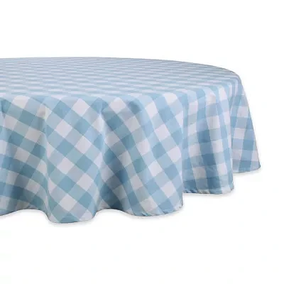 Design Imports Light Blue Buffalo Check Tablecloth