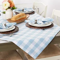 Design Imports Light Blue Buffalo Check Tablecloth