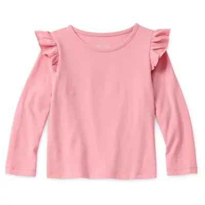 Okie Dokie Toddler & Little Girls Round Neck Long Sleeve T-Shirt