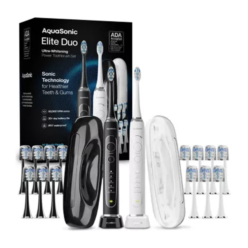 Aquasonic Elite Duo Toothbrush Black and White