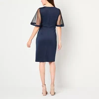 Jessica Howard Womens 3/4 Sleeve Applique Sheath Dress