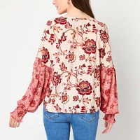 Frye and Co. Womens Split Tie Neck Long Sleeve Blouse