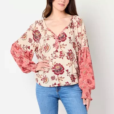 Frye and Co. Womens Split Tie Neck Long Sleeve Blouse