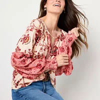 Frye and Co. Womens Split Tie Neck Long Sleeve Blouse
