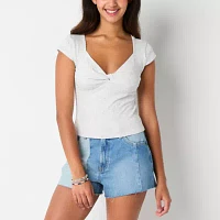 Arizona Womens Juniors V Neck Short Sleeve T-Shirt