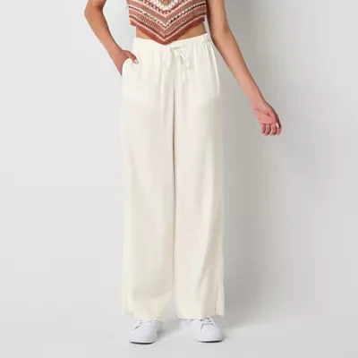 Arizona Linen Womens Low Rise Straight Drawstring Pant - Juniors
