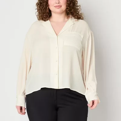 Worthington Plus Womens Soft Blouse
